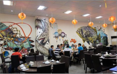 东兰海鲜餐厅墙体彩绘